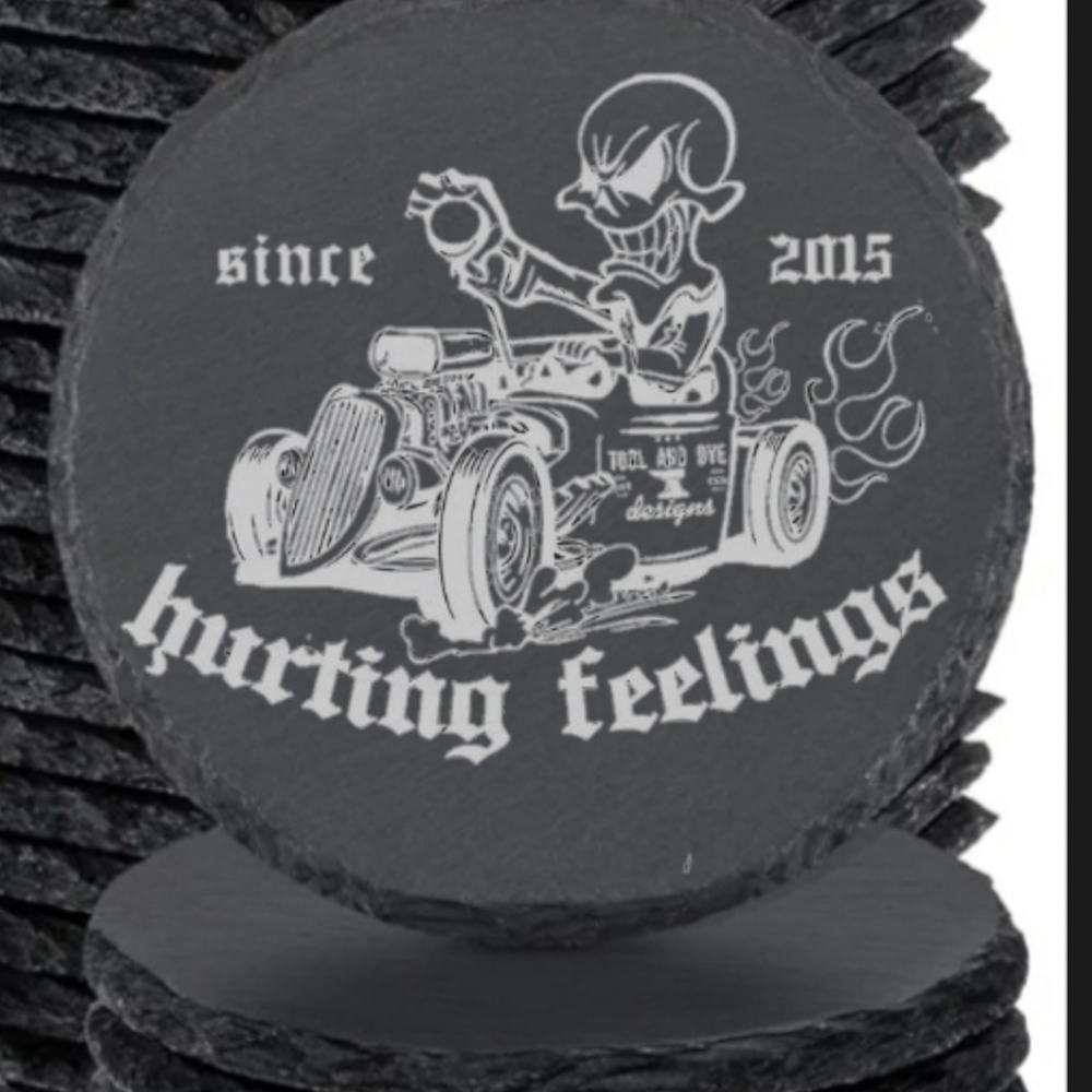 Slate Coasters with Graphic Design